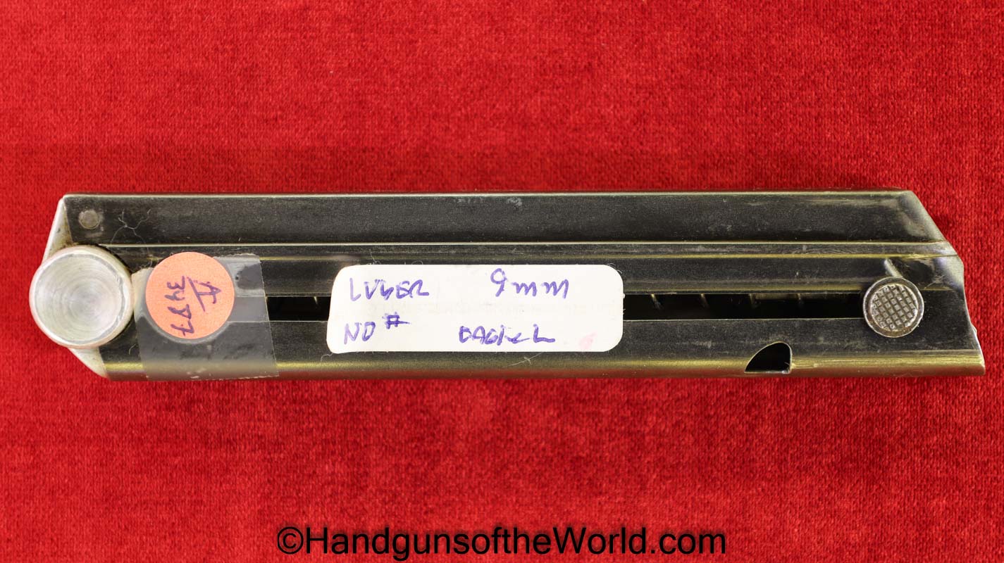 Luger, P.08, 9mm, Magazine, Clip, Police, Eagle L, No Number, NSN, S.A. 0.4.58, Original, Collectible, German, Germany, WWII, WW2, E/L, P08, P 08, P-08