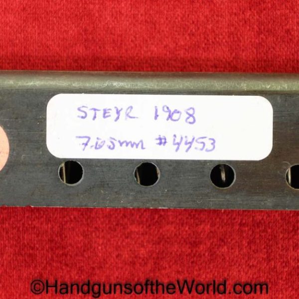 Steyr, 1908, 7.65mm, Magazine, Clip, Mag, Original, Police, #4453, 4453, Austria, Austrian, Handgun, Pistol, 7.65, 32, .32, acp, auto, Pistol, Handgun, Hand gun