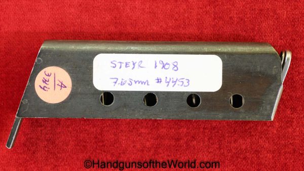 Steyr, 1908, 7.65mm, Magazine, Clip, Mag, Original, Police, #4453, 4453, Austria, Austrian, Handgun, Pistol, 7.65, 32, .32, acp, auto, Pistol, Handgun, Hand gun