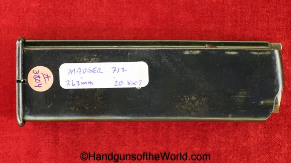 Mauser, 712, Schnellfeuer, 7.63mm, Broomhandle, Magazine, Clip, 20 Round, Mag, 14761, #14761, Original, Collectible, German, Germany, 7.63, M712
