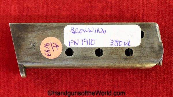FN, Browning, 1910, 380, Magazine, Clip, Mag, Original, Collectible, Pre War, Pre-War, Belgian, Belgium, Handgun, Pistol, .380, acp, auto, 9mm