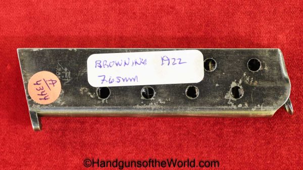 FN, Browning, 1922, 7.65mm, Magazine, Clip, Mag, Original, Collectible, Post War, Post-War, Belgian, Belgium, Handgun, Pistol, 32, .32, acp, auto, 7.65