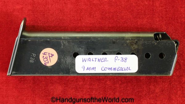 Walther, P.38, 9mm, Magazine, Clip, WWII, Commercial, WW2, Mag, Original, Collectible, German, Germany, P38, P 38, P-38, Handgun, Pistol, Hand gun