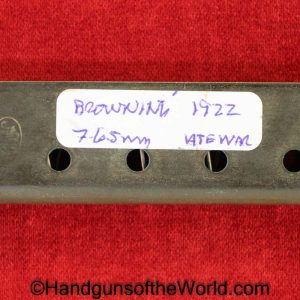 FN, Browning, 1922, 7.65mm, Magazine, Clip, Mag, Original, Collectible, WWII, WW2, Belgian, Handgun, Pistol, 32, .32, acp, auto, 7.65, German, Germany