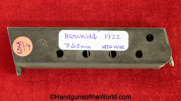 FN, Browning, 1922, 7.65mm, Magazine, Clip, Mag, Original, Collectible, WWII, WW2, Belgian, Handgun, Pistol, 32, .32, acp, auto, 7.65, German, Germany