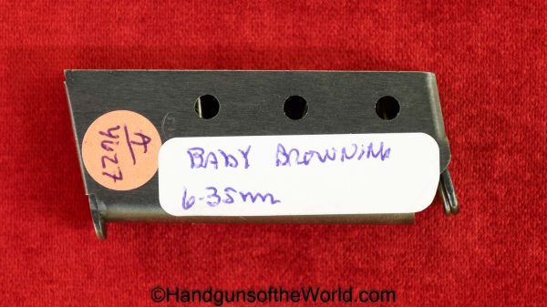 Browning, Baby, 6.35mm, Magazine, Clip, Mag, Original, Collectible, Belgian, Belgium, 6.35, 25, .25, acp, auto, Handgun, Pistol, Hand gun