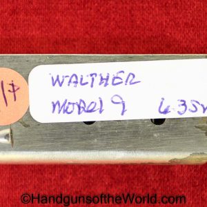 Walther, Model 9, 6.35mm, Magazine, Clip, Nickel, Factory Nickel, 9, Model, German, Germany, Handgun, Pistol, Collectible, Original, 6.35, 25, .25, acp