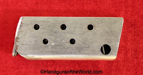 Walther, Model 9, 6.35mm, Magazine, Clip, Nickel, Factory Nickel, 9, Model, German, Germany, Handgun, Pistol, Collectible, Original, 6.35, 25, .25, acp