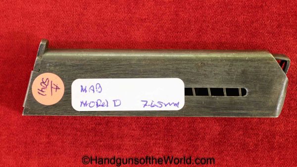 MAB, Model D, 7.65mm, Magazine, Clip, Mag, Original, Collectible, Unmarked, folded base, France, French, 7.65, 32, .32, acp, auto, D, Model, Handgun, Pistol