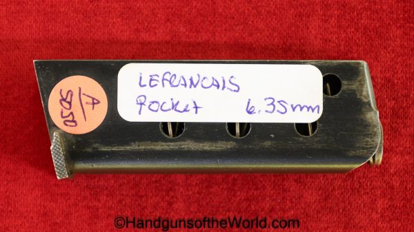LeFrancais, Pocket, 6.35mm, Magazine, Clip, Mag, Original, Collectible, Policeman, Le Francais, France, French, Handgun, Pistol, 6.35, 25, .25, acp, auto