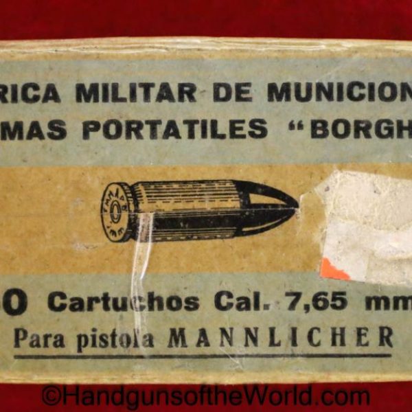 Steyr Mannlicher, 1905, 7.65mm, Ammo, Ammunition, Original, Argentine, Argentina, Collectible, 7.65, 7.63, 7.63mm, Steyr, Mannlicher, Boxed, with Box
