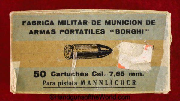 Steyr Mannlicher, 1905, 7.65mm, Ammo, Ammunition, Original, Argentine, Argentina, Collectible, 7.65, 7.63, 7.63mm, Steyr, Mannlicher, Boxed, with Box