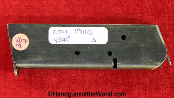 Colt, 1911A1, .45acp, Magazine, Clip, WWII, Era, Original, Collectible, WW2, 1911, 45, .45, acp, auto, Handgun, Mag, Pistol, Americana, America, S, Scovill