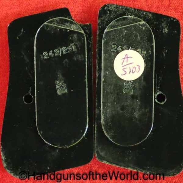 Sauer, 1930, Behorden, Grips, Black, Bakelite, Original, Collectible, Grip, Pair, Set, Model, German, Germany, Handgun, Pistol, Hand gun, Real, Old