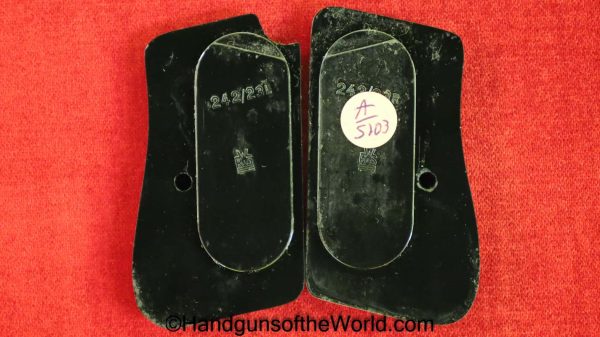 Sauer, 1930, Behorden, Grips, Black, Bakelite, Original, Collectible, Grip, Pair, Set, Model, German, Germany, Handgun, Pistol, Hand gun, Real, Old
