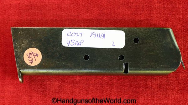 Colt, 1911A1, .45acp, Magazine, Clip, WWII, Era, Original, Collectible, WW2, 1911, 45, .45, acp, auto, Handgun, Mag, Pistol, Americana, America, L, MS Little