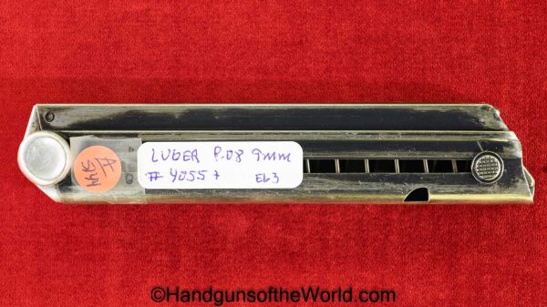 Luger, P.08, 9mm, #4055T, Magazine, Clip, WWII, Era, WW2, 4055t, Original, Collectible, German, Germany, P08, P 08, P-08, E63, E/63, Handgun, Pistol