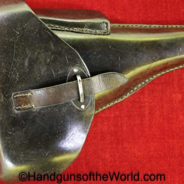 CZ-38, Holster, German, Dated, 1940, Black, Leather, hard shell, C. Budiscowsky-Wien, WaA47, P39t, Original, Collectible, WWII, WW2, Germany, CZ, 38, CZ38