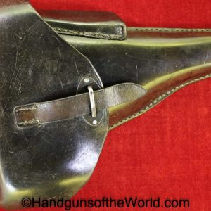 CZ-38, Holster, German, Dated, 1940, Black, Leather, hard shell, C. Budiscowsky-Wien, WaA47, P39t, Original, Collectible, WWII, WW2, Germany, CZ, 38, CZ38