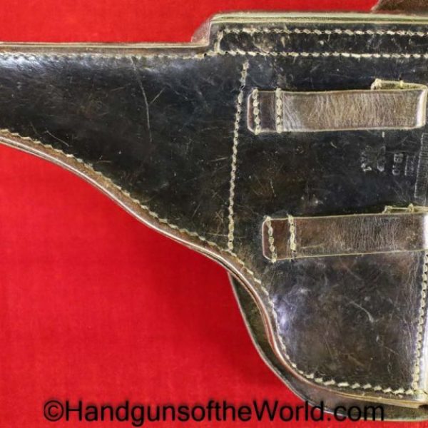CZ-38, Holster, German, Dated, 1940, Black, Leather, hard shell, C. Budiscowsky-Wien, WaA47, P39t, Original, Collectible, WWII, WW2, Germany, CZ, 38, CZ38