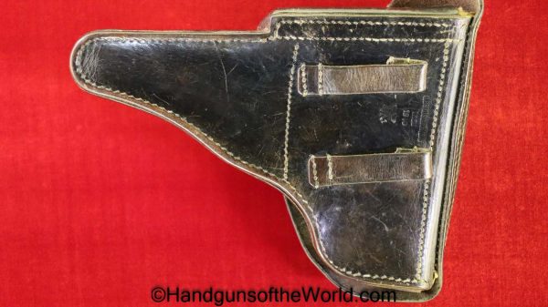 CZ-38, Holster, German, Dated, 1940, Black, Leather, hard shell, C. Budiscowsky-Wien, WaA47, P39t, Original, Collectible, WWII, WW2, Germany, CZ, 38, CZ38