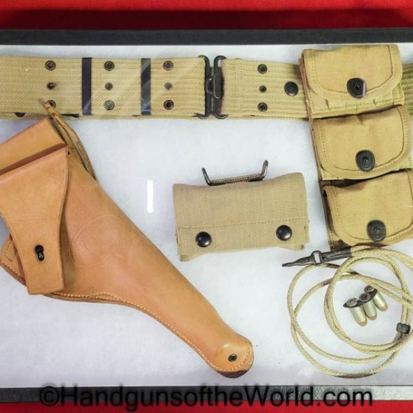 Colt, 1917, Revolver, Holster, Belt Set, Tan, leather, US, US Saddlery, 1944, Original, Collectible, S&W, WWII, WW2, Handgun, Model, Smith and Wesson