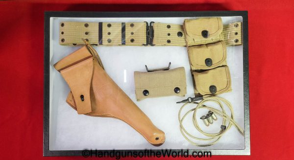 Colt, 1917, Revolver, Holster, Belt Set, Tan, leather, US, US Saddlery, 1944, Original, Collectible, S&W, WWII, WW2, Handgun, Model, Smith and Wesson