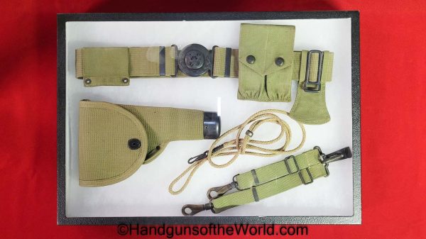 Colt, 1911, Experimental, Mills, Officers, Holster, Belt Rig, Mint, Green, canvas, Original, Collectible, Americana, Handgun, Pistol, American, USA, US