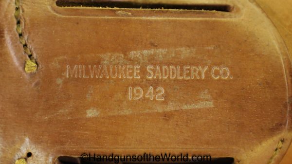 Colt, 1911A1, Holster, Dated, 1942, Tan, leather, US, Milwaukee Saddlery Co, Original, Collectible, 1911, 45, .45, Americana, WWII, WW2, American, USA