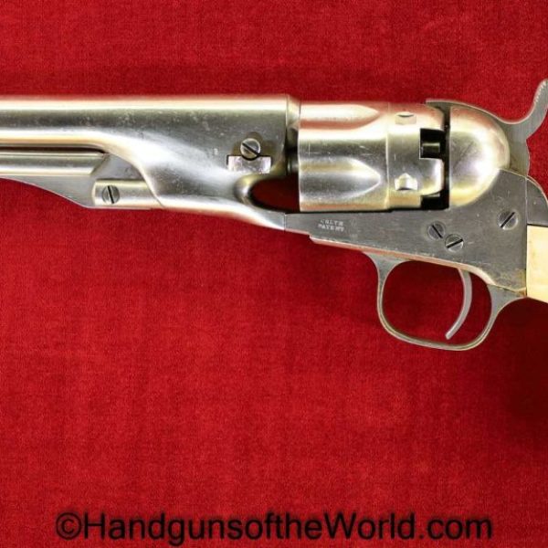 Colt, 1862, Police, 36, Factory Nickel, Ivory Grips, .36, Nickel, Ivory, Grip, Handgun, Revolver, Antique, Collectible, 1862 Police, Non-FFL, Non FFL