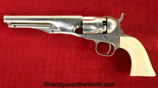 Colt, 1862, Police, 36, Factory Nickel, Ivory Grips, .36, Nickel, Ivory, Grip, Handgun, Revolver, Antique, Collectible, 1862 Police, Non-FFL, Non FFL
