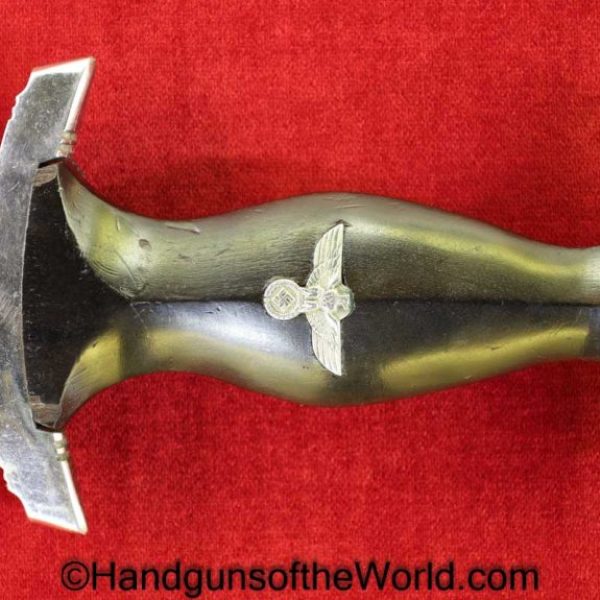 German, 1938, SS, Dagger, Gustav Spitzer, with Hanger, Original, Collectible, Germany, WWII, WW2, Knife, NSDAP, Blade, Rare, RZM, Black, Scabbard