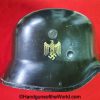 German, Fire, Police, Helmet, WWII, WW2, Original, Collectible, Fireman, Policeman, Germany, Double Decal, Black, Paint, Aluminum, Man, Men