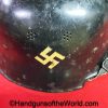 German, M1934, Fire/Police, Helmet, WWII, era, painted, black, steel, canted decal, Original, Collectible, WW2, Germany, 1934, Model, Fire, Police, Man, Men