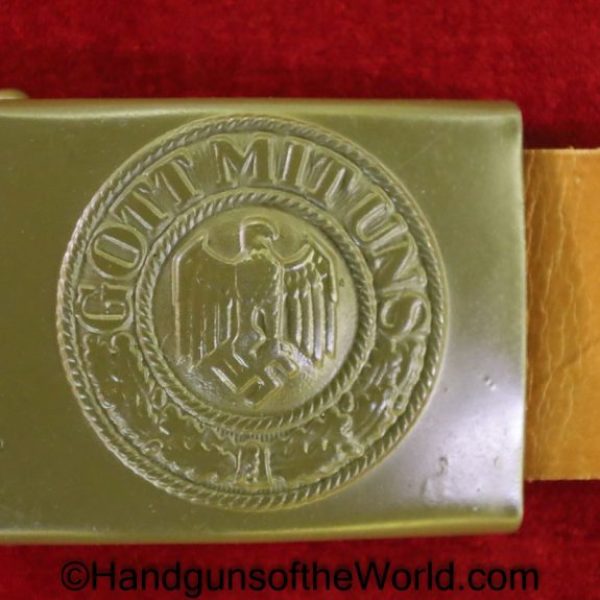 German, Herr, Belt Buckle, Mint, RS&S, tan, leather, R. Sieper & Sohne-Lodensoheid, 1940, Original, Collectible, Germany, WWII, WW2, Buckle, Army
