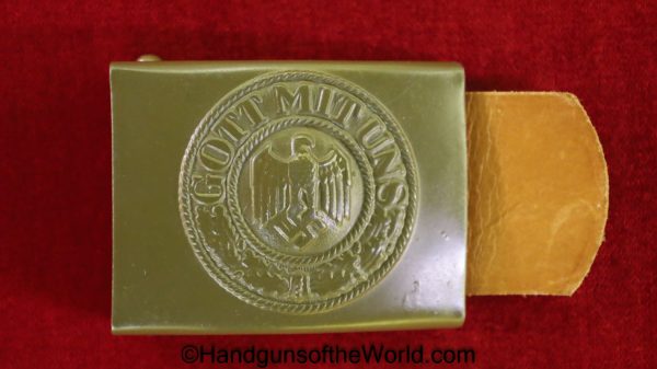 German, Herr, Belt Buckle, Mint, RS&S, tan, leather, R. Sieper & Sohne-Lodensoheid, 1940, Original, Collectible, Germany, WWII, WW2, Buckle, Army
