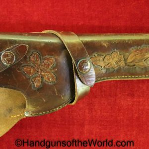 Hi-Standard, Supermatic, Pistol, Holster, Brown, leather, floral tooling, red Head, Colt, Woodsman, Hi Standard, Original, Collectible, High Standard