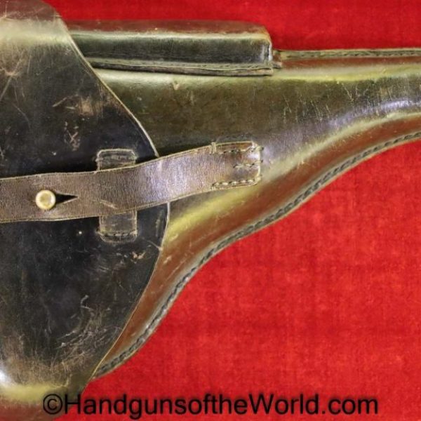 Luger, P.08, Holster, German, WWII, Dated, 1939, Black, leather, hard shell, A. Fischer-Berlin C2, Police, Original, Collectible, WW2, Germany, P08, P 08, P-08
