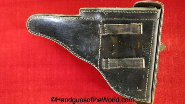 Luger, P.08, Holster, German, WWII, Dated, 1939, Black, leather, hard shell, A. Fischer-Berlin C2, Police, Original, Collectible, WW2, Germany, P08, P 08, P-08