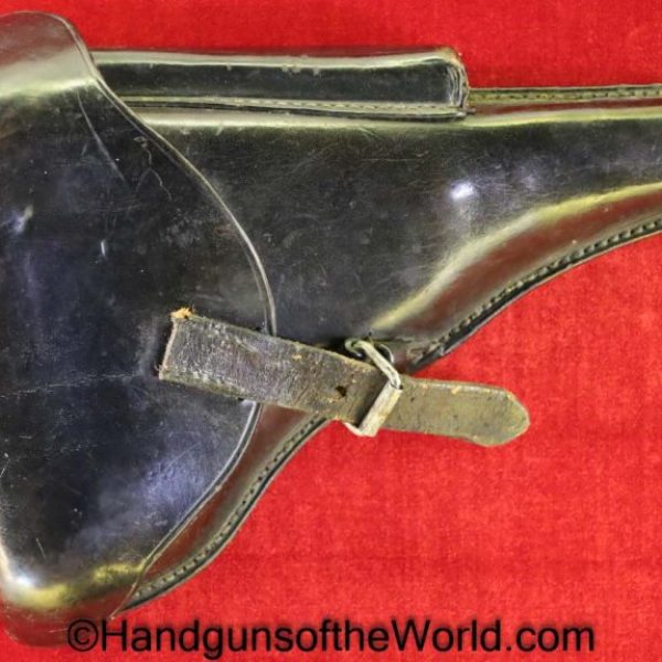 Luger, P.08, Holster, German, WWI, Dated, 1916, Black, leather, hard shell, BA. Hoffschmidt Halle A/6, Original, Collectible, WW1, Germany, P08, P 08, P-08