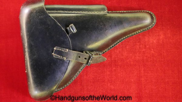 Luger, P.08, Holster, German, WWII, Dated, 1942, black, leather, hard shell, jln, 42, WaA, Original, Collectible, WW2, Germany, P08, P 08, P-08