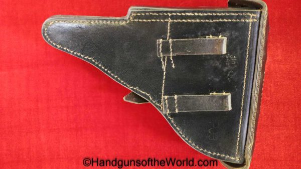 Luger, P.08, Holster, German, WWII, Dated, 1942, black, leather, hard shell, jln, 42, WaA, Original, Collectible, WW2, Germany, P08, P 08, P-08