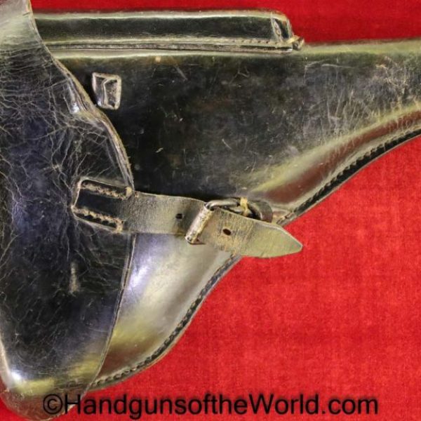Luger, P.08, Holster, German, WWII, Dated, 1942, Black, leather, hard shell, EQR 42, WaA, Original, Collectible, WW2, Germany, P08, P 08, P-08, eqr, 42