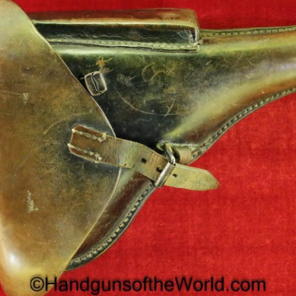 Luger, P.08, Holster, German, WWII, Dated, 1937, Black, leather, hard shell, C. Heinchen-Dresden, WaA, Original, Collectible, WW2, Germany, P08, P 08, P-08