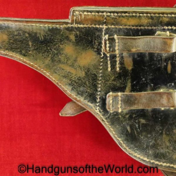 Luger, P.08, Holster, German, WWII, Dated, 1937, Black, leather, hard shell, C. Heinchen-Dresden, WaA, Original, Collectible, WW2, Germany, P08, P 08, P-08