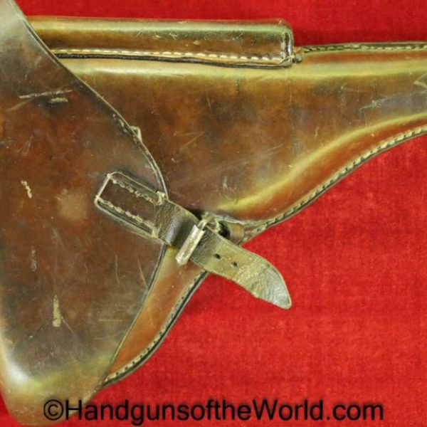 Luger, P.08, Holster, German, WWII, Dated, 1939, Brown, leather, hard shell, Bad Kreuznach, 39, WaA, Original, Collectible, WW2, Germany, P08, P 08, P-08