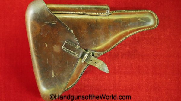 Luger, P.08, Holster, German, WWII, Dated, 1939, Brown, leather, hard shell, Bad Kreuznach, 39, WaA, Original, Collectible, WW2, Germany, P08, P 08, P-08