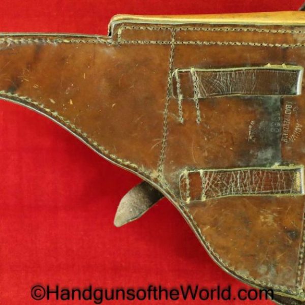 Luger, P.08, Holster, German, WWII, Dated, 1939, Brown, leather, hard shell, Bad Kreuznach, 39, WaA, Original, Collectible, WW2, Germany, P08, P 08, P-08