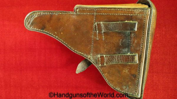 Luger, P.08, Holster, German, WWII, Dated, 1939, Brown, leather, hard shell, Bad Kreuznach, 39, WaA, Original, Collectible, WW2, Germany, P08, P 08, P-08