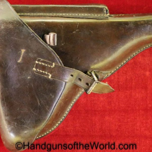Luger, P.08, Holster, German, WWII, Dated, 1938, Brown, leather, hard shell, R. Ehrhardt Poessneck, Original, Collectible, WW2, Germany, P08, P 08, P-08